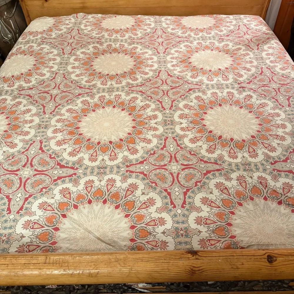 Pottery Barn Valencia King Duvet Cover Set Sham Pillowcase Orange Red